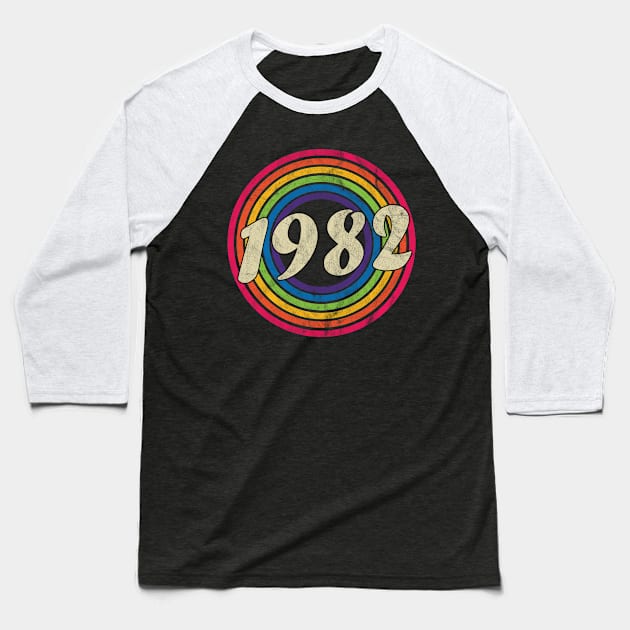 1982 - Retro Rainbow Faded-Style Baseball T-Shirt by MaydenArt